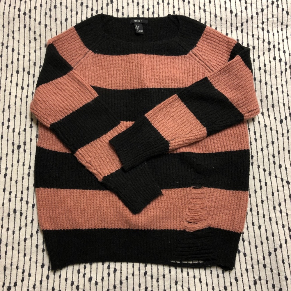 Forever 21 Cozy Stripe 90s Grunge Sweater